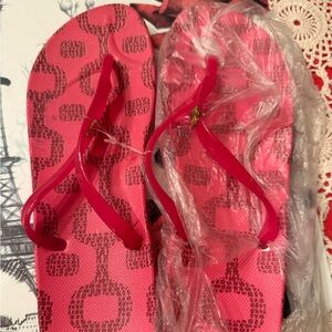 Pink Patterned Flip Flops